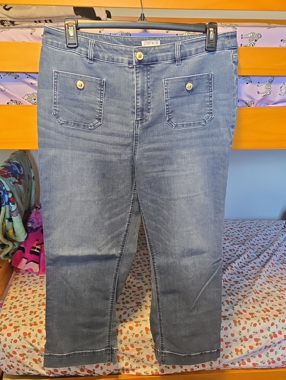 Joan Rivers Light Blue Straight-Leg Jeans with Front Patch Pockets